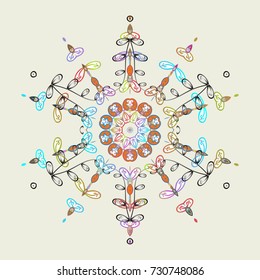 Vector christmas abstract colorful background with falling snowflake. Snowflakes Vector illustration. Decoration winter snow icons.