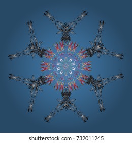 Vector christmas abstract colorful background with cute snowflake. Vector illustration. A blue, gray and neutral colors with snowflakes.