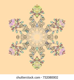 Vector christmas abstract colorful background with falling snowflake. Christmas vector pattern with holidays decorations.