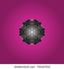 Vector christmas abstract colorful background with cute snowflake. Vector illustration. A magenta, gray and brown colors with snowflakes.