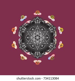 Vector christmas abstract colorful background with cute snowflake. Vector illustration. A purple, gray and white colors with snowflakes.