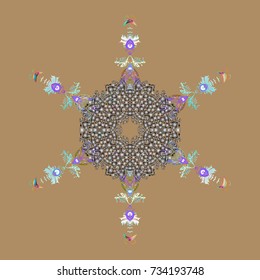 Vector christmas abstract colorful background with falling snowflake. Christmas vector pattern with holidays decorations.