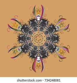 Vector christmas abstract colorful background with cute snowflake. Vector illustration. A beige, gray and brown colors with snowflakes.