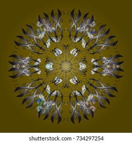 Vector christmas abstract colorful background with cute snowflake. Different snowflake collection vector, winter elements on a brown, gray and neutral colors.