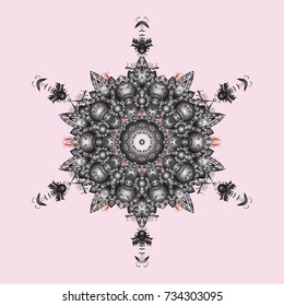 Vector christmas abstract colorful background with cute snowflake. Cute Pattern. Christmas Snowflakes Background. Pattern of snowflakes. Vector illustration.
