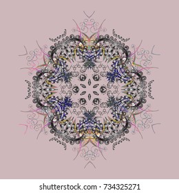 Vector christmas abstract colorful background with cute snowflake. Different snowflake collection vector, winter elements on a neutral, gray and blue colors.