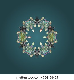 Vector christmas abstract colorful background with cute snowflake. Different snowflake collection vector, winter elements on a blue, gray and white colors.