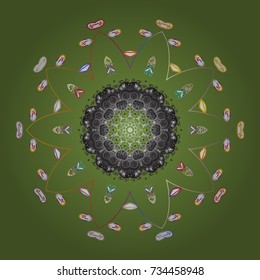 Vector christmas abstract colorful background with cute snowflake. Vector illustration. A green, gray and white colors with snowflakes.