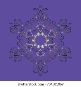 Vector christmas abstract colorful background with cute snowflake. Different snowflake collection vector, winter elements on a violet, gray and brown colors.