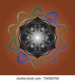 Vector christmas abstract colorful background with cute snowflake. Vector illustration. A orange, gray and beige colors with snowflakes.