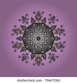 Vector christmas abstract colorful background with cute snowflake. Different snowflake collection vector, winter elements on a pink, gray and neutral colors.