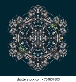 Vector christmas abstract colorful background with cute snowflake. Winter abstract background. Christmas background with snowflakes. Vector illustration.