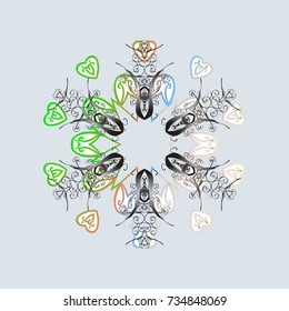 Vector christmas abstract colorful background with falling snowflake. Christmas vector pattern with holidays decorations.