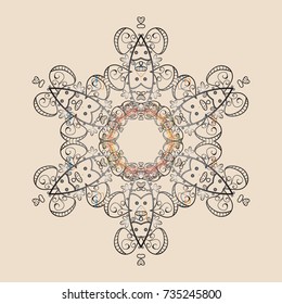 Vector christmas abstract colorful background with falling snowflake. Christmas vector pattern with holidays decorations.