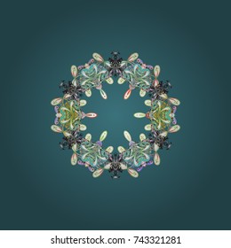 Vector christmas abstract colorful background with cute snowflake. Different snowflake collection vector, winter elements on a blue, gray and white colors.