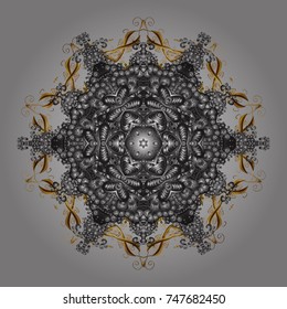 Vector christmas abstract colorful background with cute snowflake. Different snowflake collection vector, winter elements on a gray, brown and beige colors.