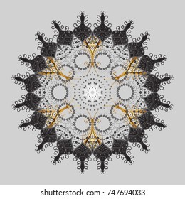 Vector christmas abstract colorful background with cute snowflake. Vector illustration. A gray, brown and beige colors with snowflakes.