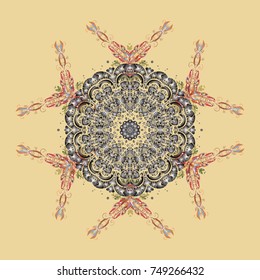 Vector christmas abstract colorful background with cute snowflake. Different snowflake collection vector, winter elements on a beige, gray and brown colors.