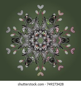 Vector christmas abstract colorful background with falling snowflake. Christmas vector pattern with holidays decorations.