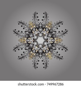 Vector christmas abstract colorful background with cute snowflake. Vector illustration. A gray, neutral and brown colors with snowflakes.