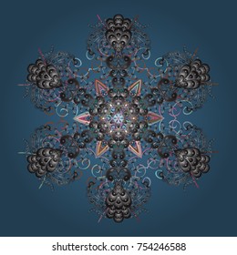 Vector christmas abstract colorful background with cute snowflake. Winter abstract background. Christmas background with snowflakes. Vector illustration.