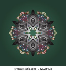 Vector christmas abstract colorful background with cute snowflake. Vector illustration. A green, gray and white colors with snowflakes.