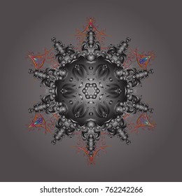 Vector christmas abstract colorful background with cute snowflake. Different snowflake collection vector, winter elements on a gray, brown and pink colors.