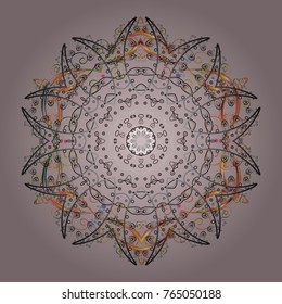 Vector christmas abstract colorful background with cute snowflake. Different snowflake collection vector, winter elements on a neutral, gray and orange colors.