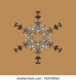 Vector christmas abstract colorful background with falling snowflake. Christmas vector pattern with holidays decorations.