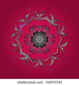 Vector christmas abstract colorful background with cute snowflake. Different snowflake collection vector, winter elements on a magenta, gray and pink colors.