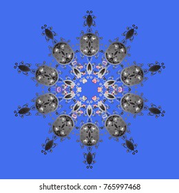 Vector christmas abstract colorful background with cute snowflake. Different snowflake collection vector, winter elements on a blue, gray and neutral colors.