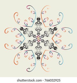 Vector christmas abstract colorful background with falling snowflake. Christmas vector pattern with holidays decorations.