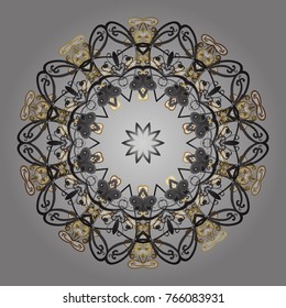 Vector christmas abstract colorful background with cute snowflake. Different snowflake collection vector, winter elements on a gray, brown and white colors.