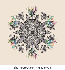 Vector christmas abstract colorful background with falling snowflake. Christmas vector pattern with holidays decorations.