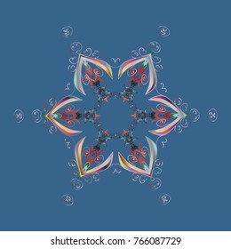 Vector christmas abstract colorful background with cute snowflake. Vector illustration. A blue, gray and neutral colors with snowflakes.