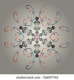 Vector christmas abstract colorful background with cute snowflake. Different snowflake collection vector, winter elements on a beige, gray and white colors.