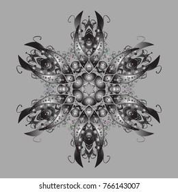 Vector christmas abstract colorful background with cute snowflake. Different snowflake collection vector, winter elements on a gray, brown and neutral colors.