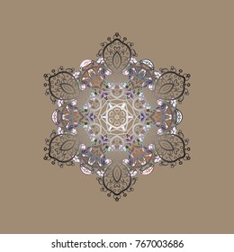 Vector christmas abstract colorful background with falling snowflake. Christmas vector pattern with holidays decorations.