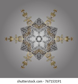 Vector christmas abstract colorful background with cute snowflake. Different snowflake collection vector, winter elements on a gray, brown and beige colors.