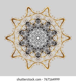Vector christmas abstract colorful background with cute snowflake. Different snowflake collection vector, winter elements on a gray, brown and beige colors.