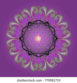 Vector christmas abstract colorful background with cute snowflake. Different snowflake collection vector, winter elements on a violet, neutral and gray colors.