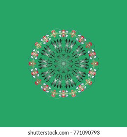 Vector christmas abstract colorful background with cute snowflake. Different snowflake collection vector, winter elements on a green, gray and neutral colors.