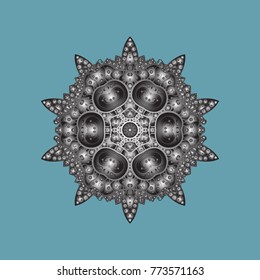 Vector christmas abstract colorful background with cute snowflake. Different snowflake collection vector, winter elements on a blue, gray and brown colors.