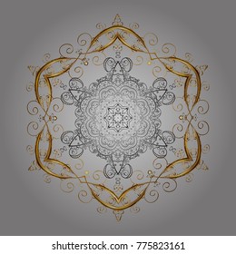 Vector christmas abstract colorful background with cute snowflake. Different snowflake collection vector, winter elements on a gray and yellow colors.