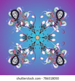 Vector christmas abstract colorful background with falling snowflake. Christmas vector pattern with holidays decorations.