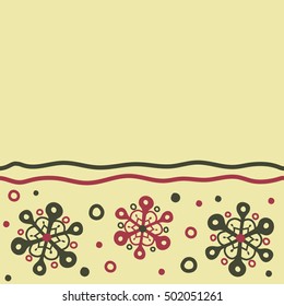 Vector christmas abstract design on beige background with falling snowflakes. Horizontal snowflakes pattern with copy space (place for your text).