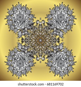 Vector christmas abstract a golden background with cute snowflake. Vector illustration. 