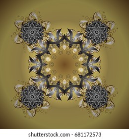 Vector christmas abstract a golden background with falling snowflake.