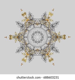 Vector christmas abstract gray background with falling snowflake. Decoration winter snow icons.