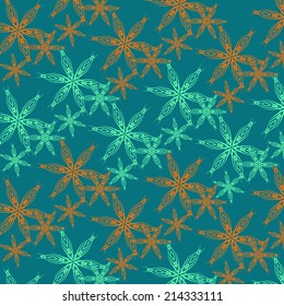vector Christmas abstract snowflakes pattern background